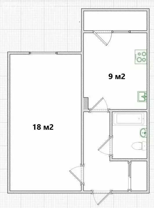 1-комнатная квартира: Омск, улица Б.Г. Шаронова, 27 (34.1 м) - Фото 0