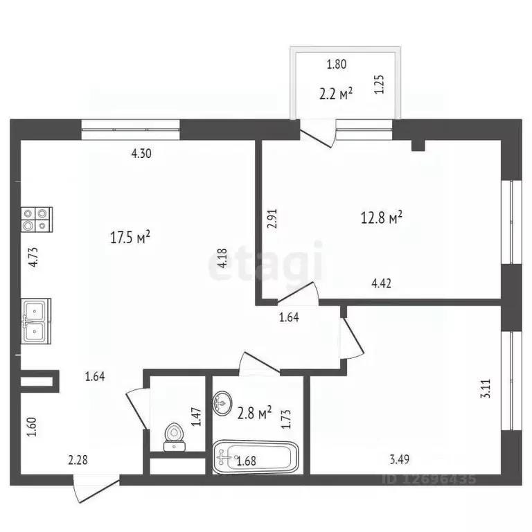 2-к кв. Москва ул. Красулинская, 20 (51.2 м) - Фото 1