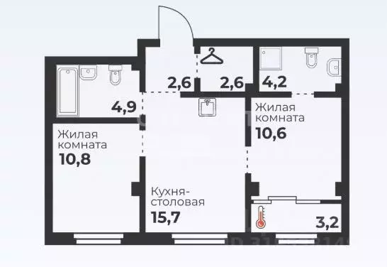 2-к кв. Челябинская область, Челябинск Отрадная ул., 25с1 (54.4 м) - Фото 0