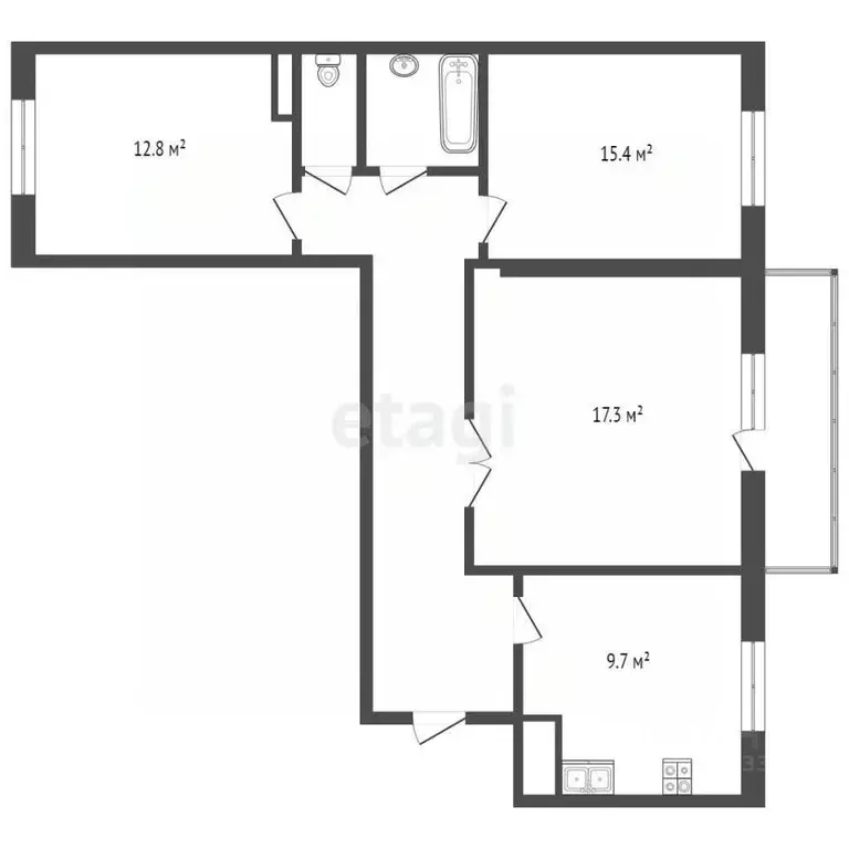 3-к кв. Крым, Евпатория ул. 60 лет ВЛКСМ, 41 (74.5 м) - Фото 1