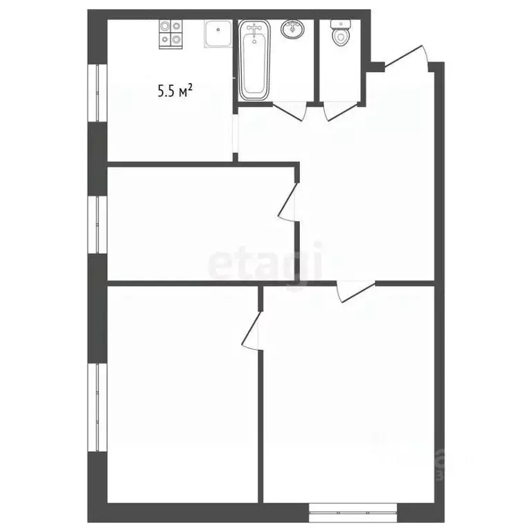 3-к кв. Пермский край, Чернушка Коммунистическая ул., 25 (49.9 м) - Фото 1