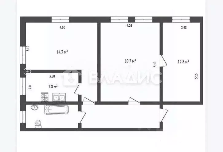 3-к кв. Белгородская область, Белгород Октябрьская ул., 84 (62.0 м) - Фото 2