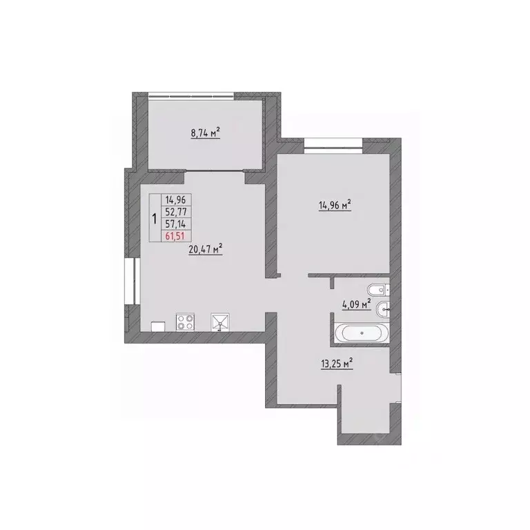 1-к кв. Ивановская область, Иваново Кооперативная ул., 3 (61.51 м) - Фото 1
