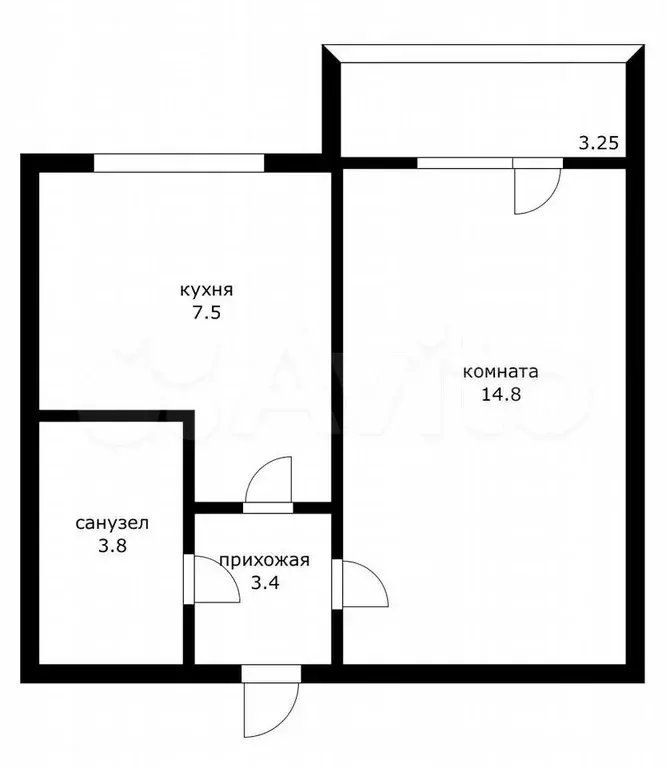 1-к. квартира, 28,7 м, 4/5 эт. - Фото 0