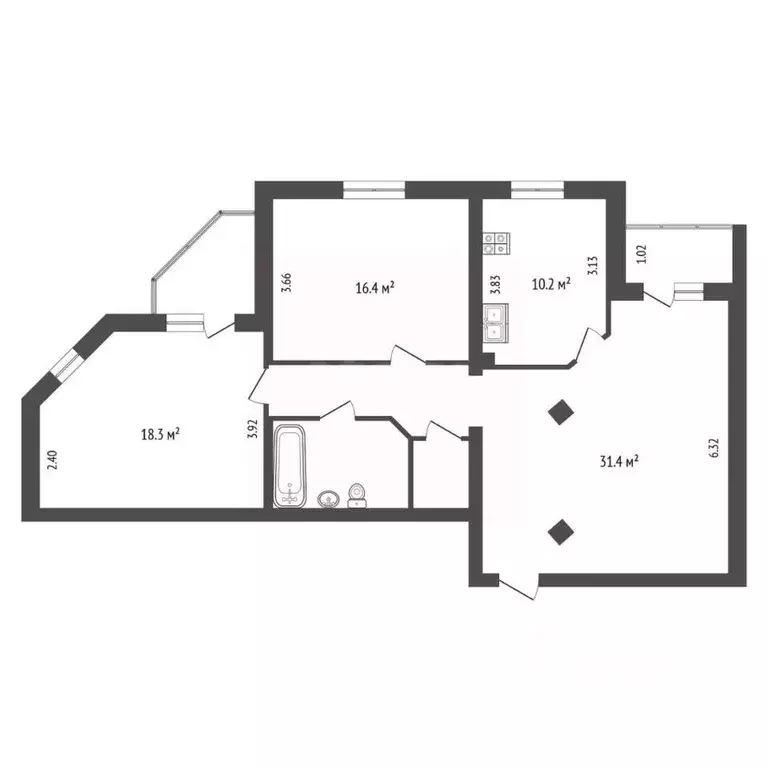 3-к кв. Вологодская область, Череповец просп. Победы, 183 (90.2 м) - Фото 2