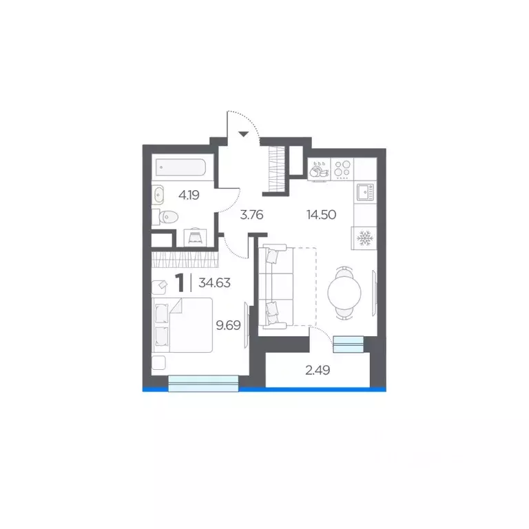1-к кв. Рязанская область, Рязанский муниципальный округ, с. Дядьково ... - Фото 1