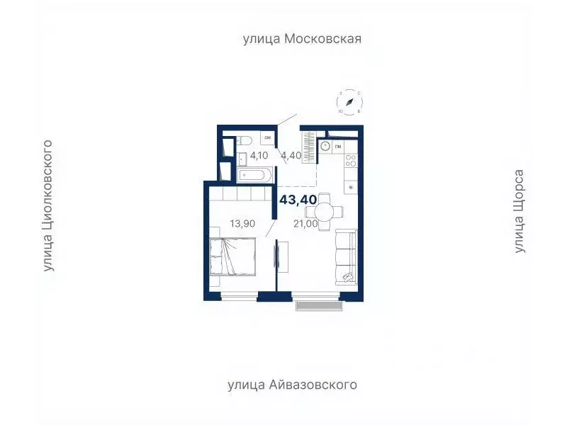 1-к кв. Свердловская область, Екатеринбург ул. Московская, 249/2 (43.4 ... - Фото 0