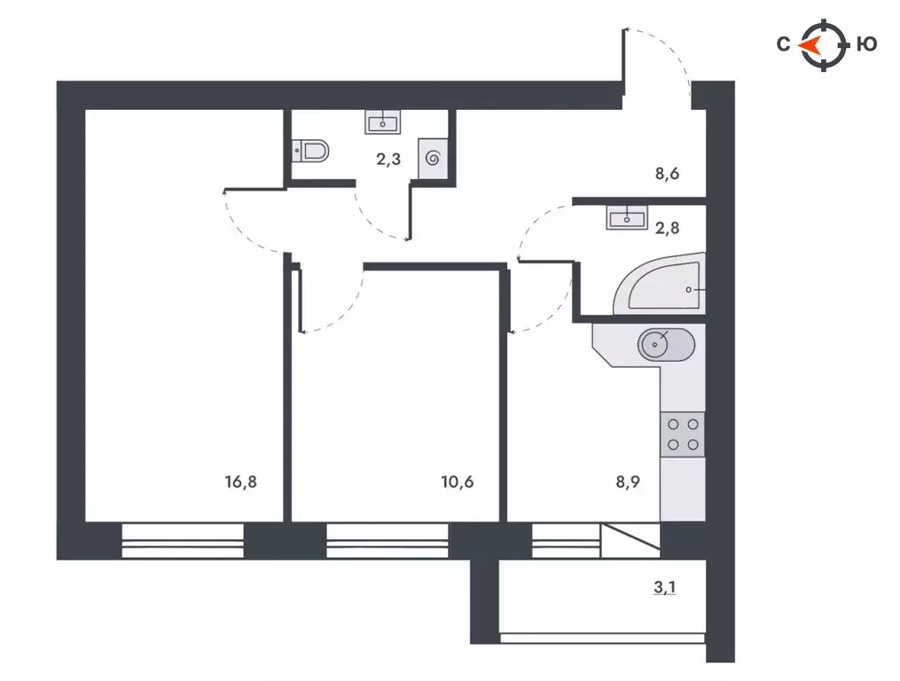 2-комнатная квартира: Киров, улица Капитана Дорофеева, 24 (53.1 м) - Фото 1