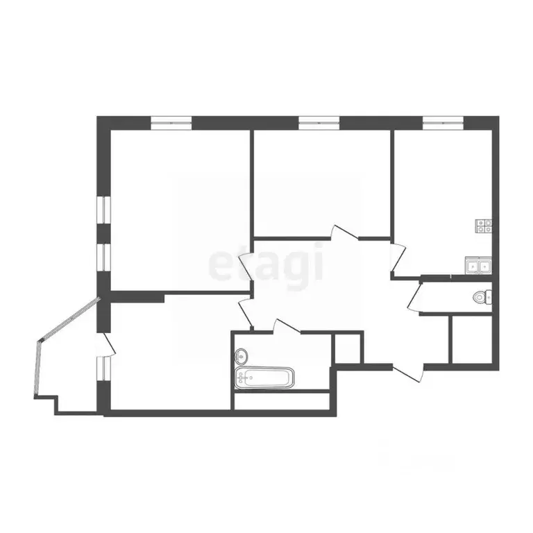 3-к кв. Тюменская область, Тюмень Первомайская ул., 50 (100.0 м) - Фото 1
