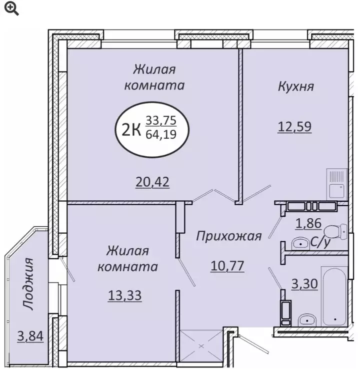 Продаётся 2-к квартира, 64 м - Фото 1