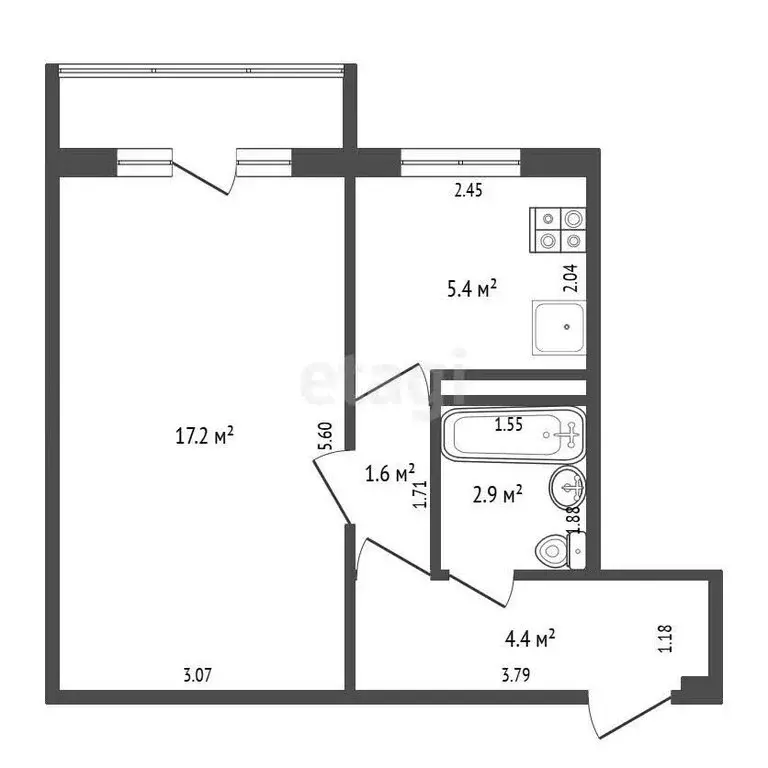 1-комнатная квартира: Калининград, Дрожжевая улица, 16А (31.5 м) - Фото 0