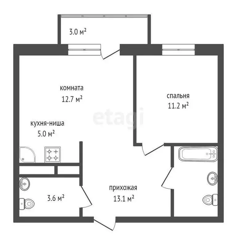 2-комнатная квартира: Красноярск, Свободный проспект, 66Рк1 (48.2 м) - Фото 1