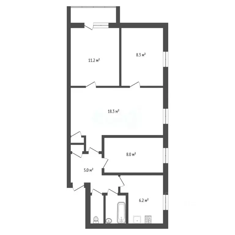 4-к кв. Воронежская область, Семилуки ул. Дзержинского, 16 (61.1 м) - Фото 2