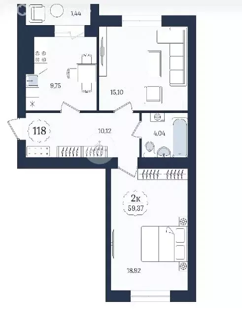 2-комнатная квартира: Зеленоградск, жилой комплекс Венецианский ... - Фото 1