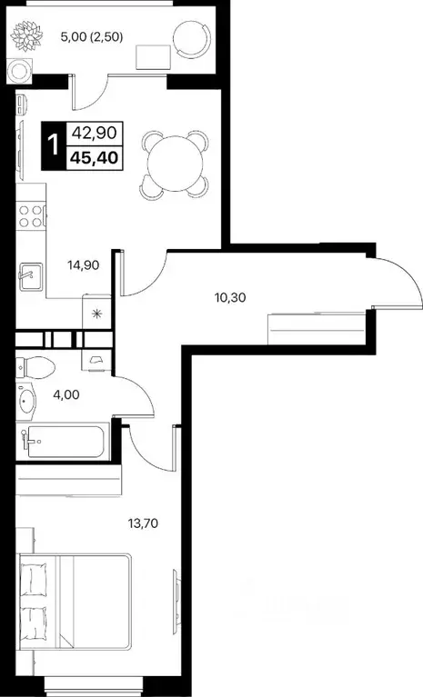 1-к кв. Ростовская область, Ростов-на-Дону Эстет жилой комплекс (45.4 ... - Фото 0