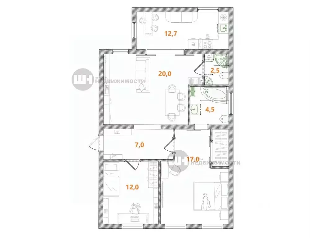 3-к кв. Санкт-Петербург Пионерская ул., 13 (75.0 м) - Фото 0