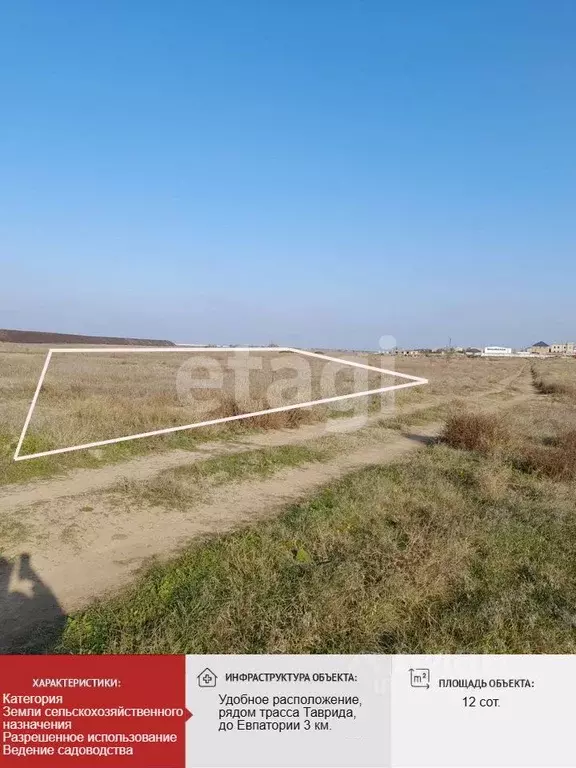 Участок в Крым, Сакский район, с. Суворовское  (12.0 сот.) - Фото 1