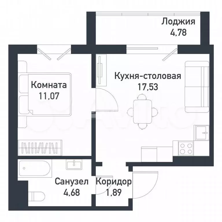 1-к. квартира, 35,5 м, 9/10 эт. - Фото 0