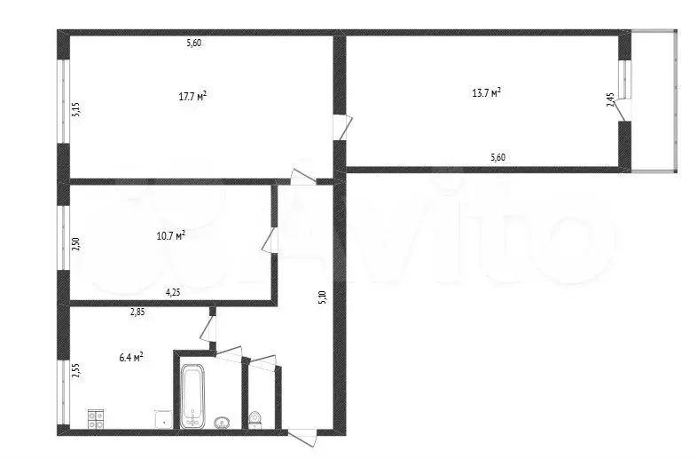 3-к. квартира, 59 м, 3/5 эт. - Фото 0