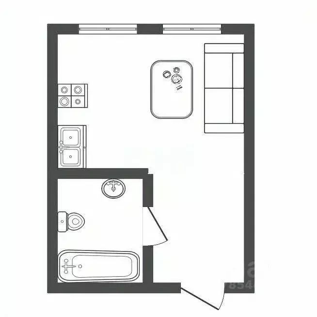 Студия Оренбургская область, Оренбург ул. Чичерина, 27 (17.7 м) - Фото 2