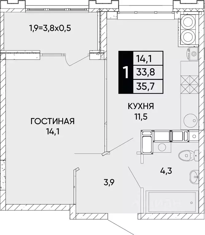 1-к кв. Ростовская область, Ростов-на-Дону Левобережье жилой комплекс ... - Фото 0