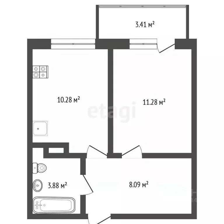 1-к кв. Тюменская область, Тюмень ул. Верхнетарманская, 1 (33.9 м) - Фото 2