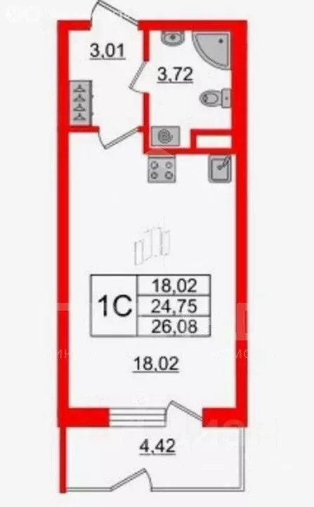 Квартира-студия: Санкт-Петербург, улица Струве, 14к1 (24.5 м) - Фото 0