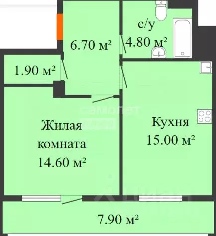 1-к кв. Нижегородская область, Нижний Новгород ул. Владимира Лузянина, ... - Фото 1