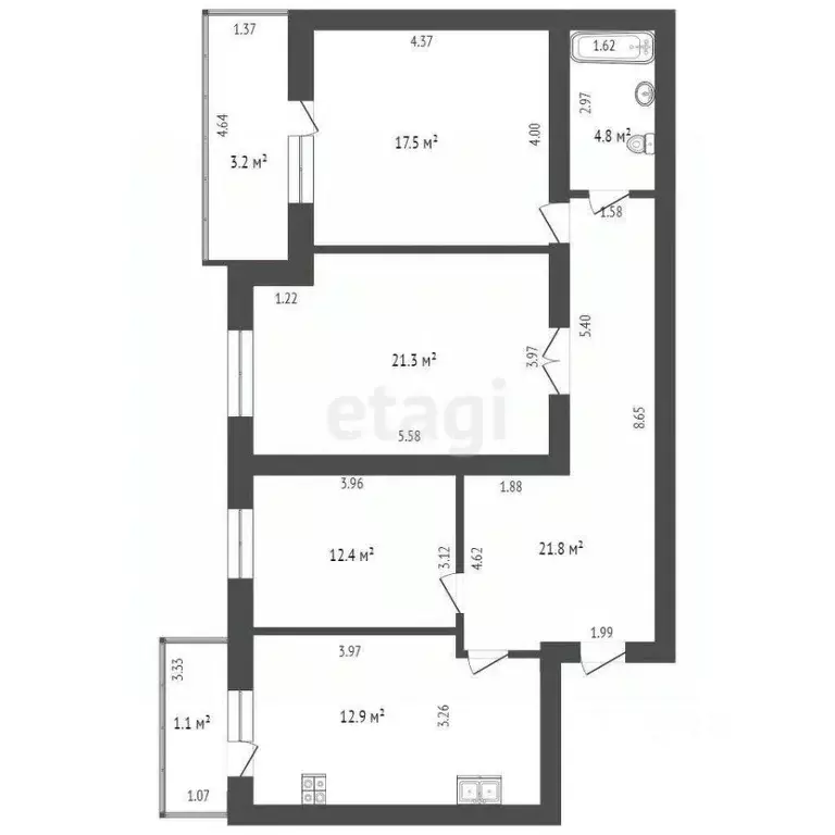 3-к кв. Краснодарский край, Геленджик Курзальная ул., 19 (93.3 м) - Фото 1