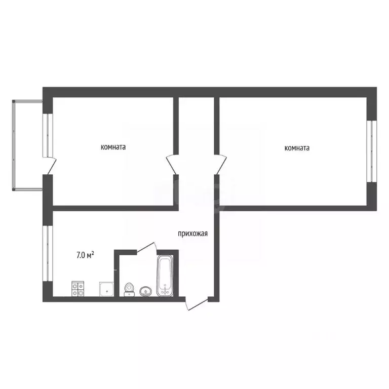 2-к кв. Тамбовская область, Тамбов ул. Подвойского, 10к1 (46.7 м) - Фото 2