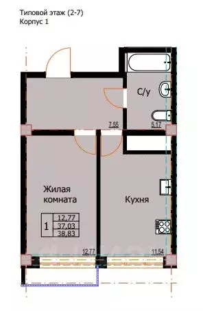 1-к кв. Ставропольский край, Ессентуки  (38.83 м) - Фото 0