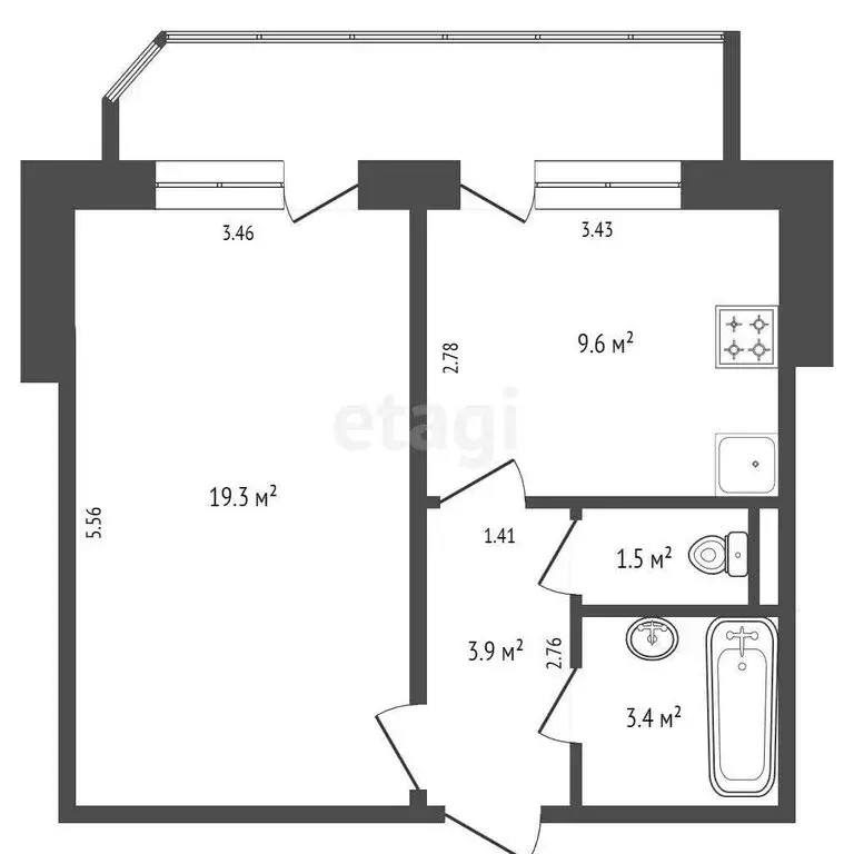 1-комнатная квартира: Тюмень, Новосибирская улица, 129 (40 м) - Фото 0