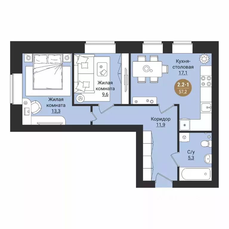 2-к кв. Вологодская область, Вологда Старое ш. (57.2 м) - Фото 1