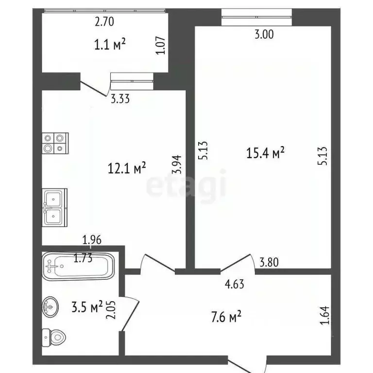 1-к кв. Марий Эл, Йошкар-Ола ул. Петрова, 27Б (38.6 м) - Фото 2