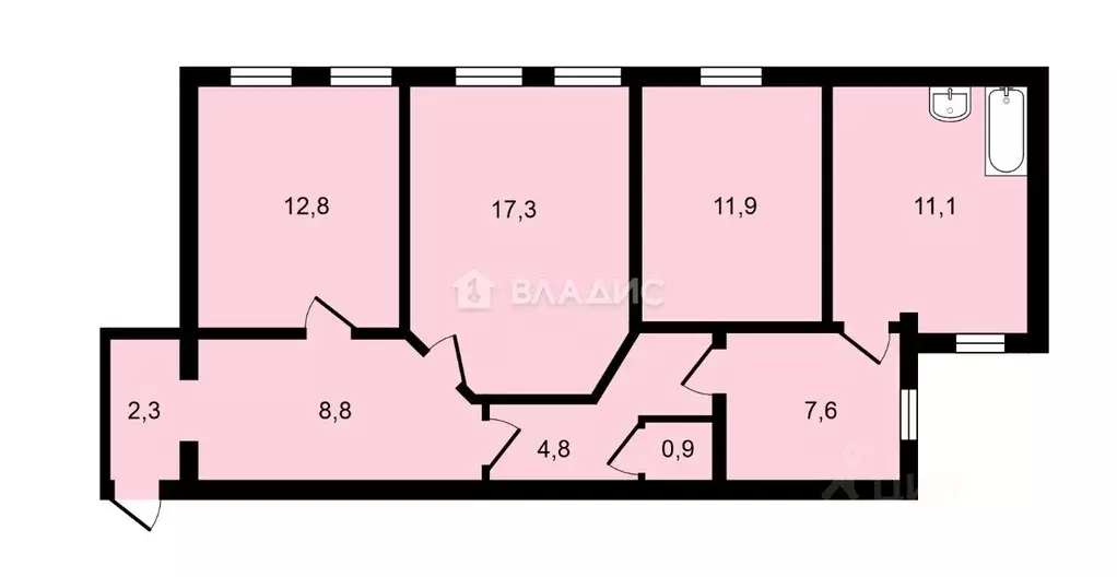3-к кв. Санкт-Петербург Гончарная ул., 11а (77.5 м) - Фото 2
