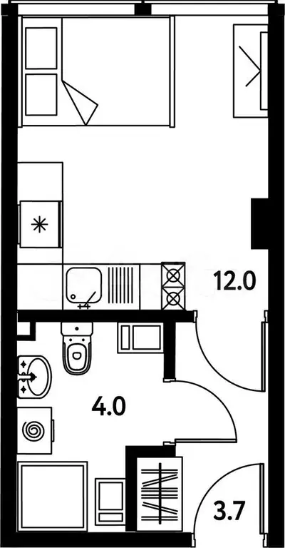 Апартаменты-студия, 19,7 м, 4/10 эт. - Фото 0