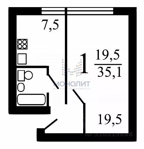 1-к кв. Москва Шоссейная ул., 42 (34.6 м) - Фото 0