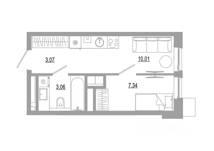 Студия Астраханская область, Астрахань Энергетическая ул. (23.48 м) - Фото 1