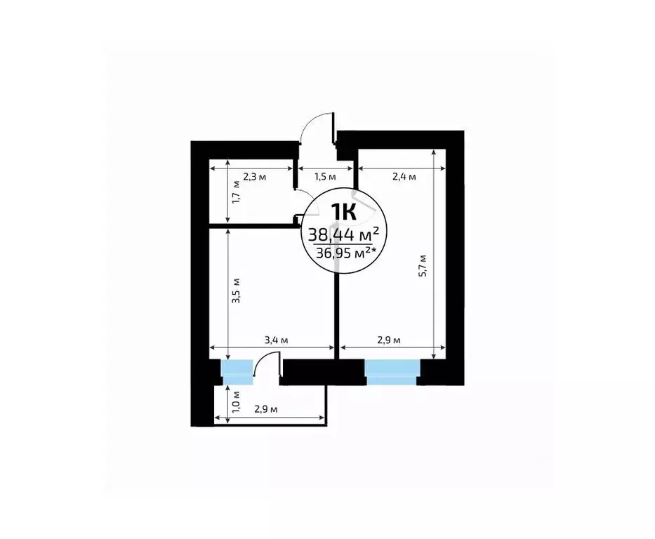 1-к кв. Самарская область, Самара пос. Мехзавод, 1-й кв-л, 50 (38.44 ... - Фото 2