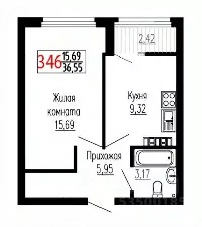 1-к кв. Свердловская область, Екатеринбург ул. Лыжников, 3 (36.5 м) - Фото 1