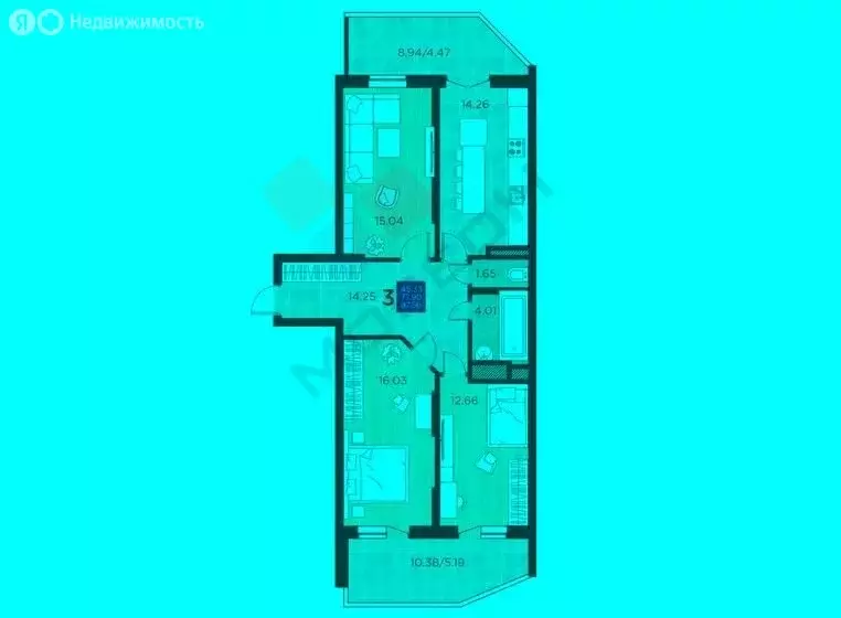 3-комнатная квартира: Краснодар, Командорская улица, 15 (79.3 м) - Фото 0