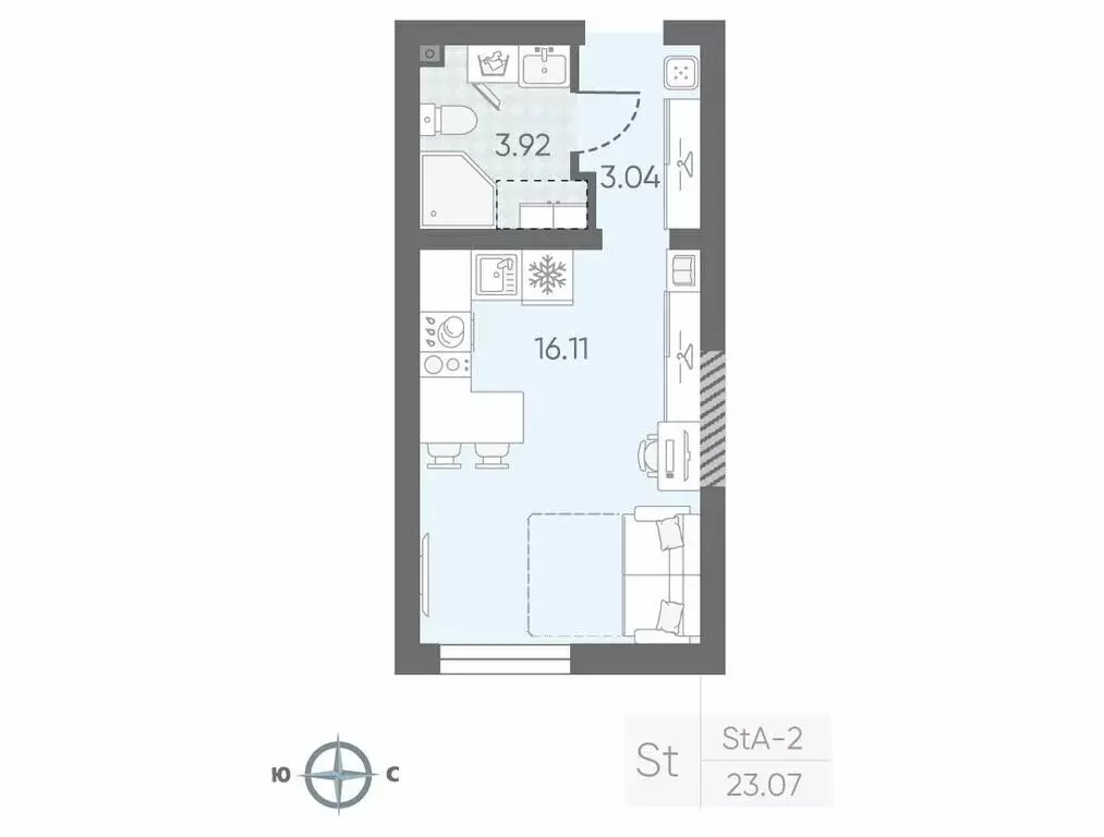 Квартира-студия: Санкт-Петербург, улица Маршала Казакова, 21 (21.88 м) - Фото 0