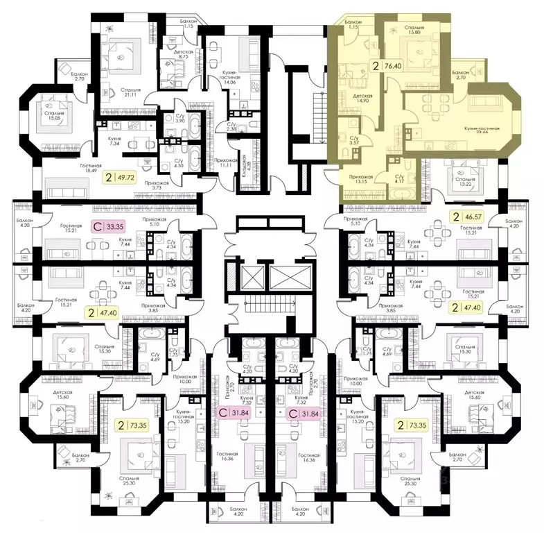2-к кв. Тверская область, Тверь Урбан Парк жилой комплекс (76.4 м) - Фото 2