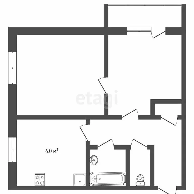 2-комнатная квартира: Челябинск, переулок Лермонтова, 10 (41.2 м) - Фото 1