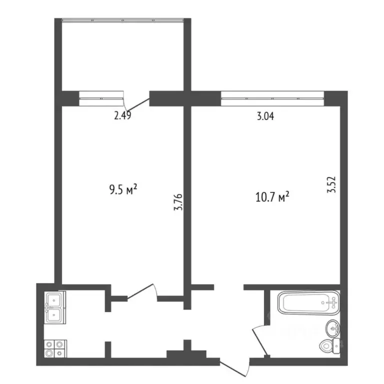 2-к кв. Тюменская область, Тюмень ул. Мельникайте, 113 (28.3 м) - Фото 2