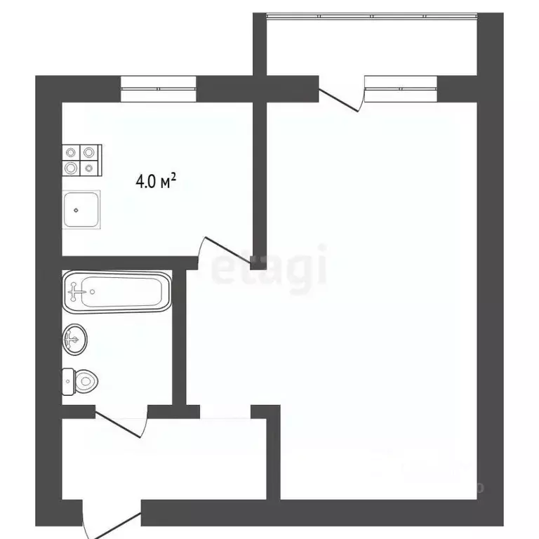 1-к кв. Тюменская область, Тюмень ул. 50 лет Октября, 47 (30.6 м) - Фото 2