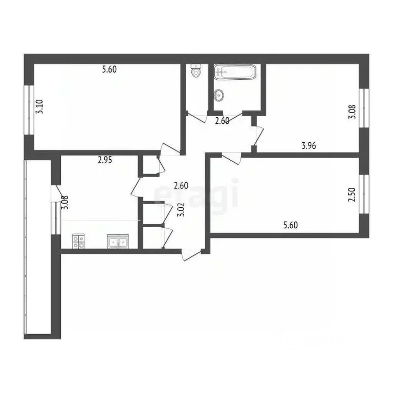 3-к кв. Владимирская область, Гусь-Хрустальный Полевая ул., 3 (71.8 м) - Фото 2