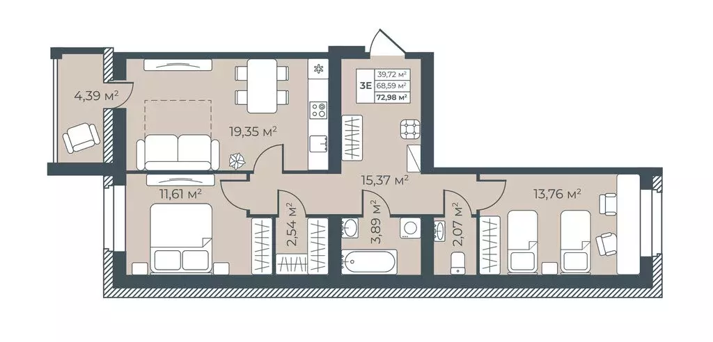 3-комнатная квартира: Павловск, улица Свободы, 25к2 (72.98 м) - Фото 1