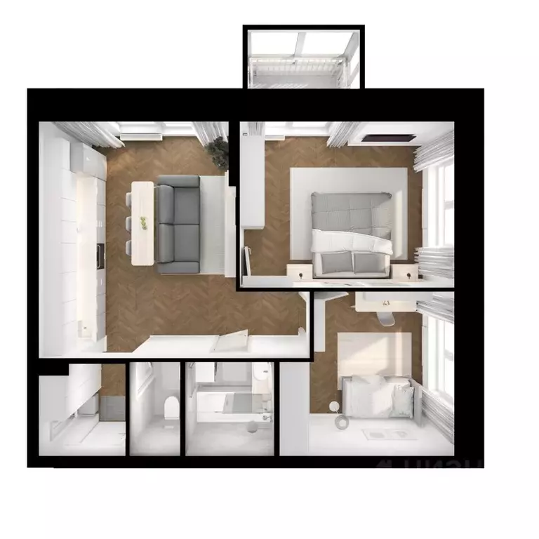 2-к кв. Татарстан, Казань ул. Анаса Тазетдинова, 1к10 (54.0 м) - Фото 2