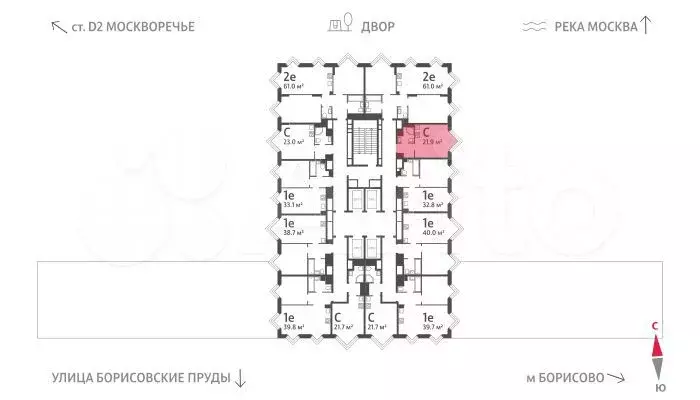 Квартира-студия, 21,9 м, 29/30 эт. - Фото 1